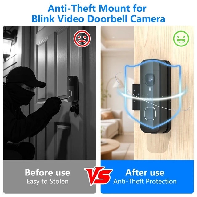 Alt view image 6 of 6 - Anti-Theft Doorbell Mount for Blink Battery Doorbell 2K+, Blink Video Doorbell 1st & 2nd, Adjustable Mounting Bracket Holder Accessories, No Drill Door Bell Mount for Rentals, Apartment Door Security