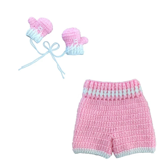 Alt view image 4 of 5 - Newborn Photography Props Baby Boy Crochet Boxing Newborn Picture Outfit | Photo Shoot Costume, Newborn Boy Photoshoot Outfits,Newborn Picture Outfit,Baby Photo Props,Knit Boxing Style Glove Pant