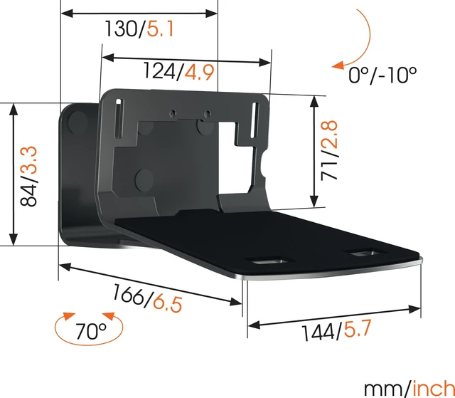 Alt view image 6 of 6 - Sound 3205 Universal Speaker wall Mount | Max. 15 lbs (6.5 kg) | Tiltable up to 10º | Swivels up to 70º (Left/Right) | Also fits Sonos Five & Play:5 | Black | 1 Mount