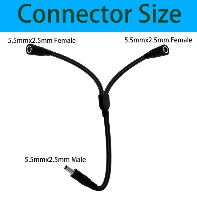 Alt view image 3 of 7 - 1.3FT 5.5mm×2.5mm14AWG Heavy-Duty DC Power Splitter 1 Male to 2 Female 2pcs | for Solar Panels, Energy Storage Systems, Outdoor Power Supplies, and LED Strip Lights