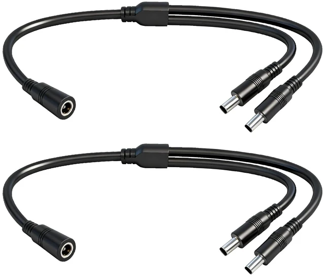 Main image of 1.3FT 5.5mm×2.5mm14AWG Heavy-Duty DC Power Splitter 1 Female to 2 Male 2pcs | for Solar Panels, Energy Storage Systems, Outdoor Power Supplies, and LED Strip Lights