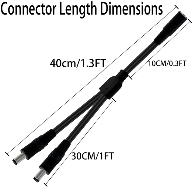 Alt view image 2 of 7 - 1.3FT 5.5mm×2.5mm14AWG Heavy-Duty DC Power Splitter 1 Female to 2 Male 2pcs | for Solar Panels, Energy Storage Systems, Outdoor Power Supplies, and LED Strip Lights