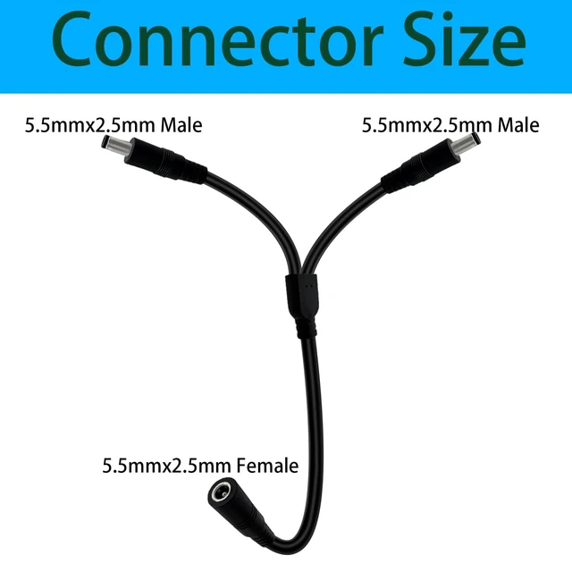 Alt view image 3 of 7 - 1.3FT 5.5mm×2.5mm14AWG Heavy-Duty DC Power Splitter 1 Female to 2 Male 2pcs | for Solar Panels, Energy Storage Systems, Outdoor Power Supplies, and LED Strip Lights