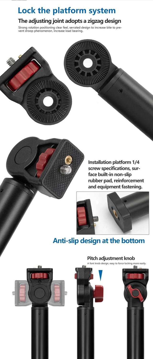 Alt view image 3 of 7 - 37" Overhead 3-Section Flex Cantilever Articulating Boom Arm with Desk/Tube C Clamp and Universal Phone Mount 1/4" 3/8" & 5/8" Screw Mount for DSLR Camera, Microphone, Light & Webcam