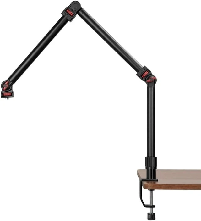 Main image of 37" Overhead 3-Section Flex Cantilever Articulating Boom Arm with Desk/Tube C Clamp and Universal Phone Mount 1/4" 3/8" & 5/8" Screw Mount for DSLR Camera, Microphone, Light & Webcam