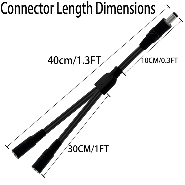 Alt view image 2 of 7 - 1.3FT 5.5mm×2.5mm14AWG Heavy-Duty DC Power Splitter 1 Male to 2 Female 2pcs | for Solar Panels, Energy Storage Systems, Outdoor Power Supplies, and LED Strip Lights