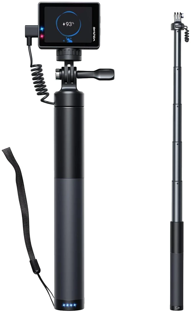 Main image of GB2200 Rechargeable Selfie Stick with 2600mAh Rechargeable Battery, Selfie Stick Black Rotation Action Camera, Compatible with Other Action Cameras and Travel(24-60CM)
