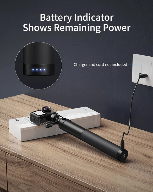Alt view image 5 of 7 - GB2200 Rechargeable Selfie Stick with 2600mAh Rechargeable Battery, Selfie Stick Black Rotation Action Camera, Compatible with Other Action Cameras and Travel(24-60CM)