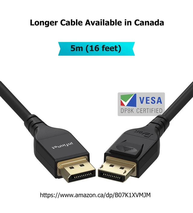 Alt view image 6 of 6 - 2m DisplayPort 1.4 Cable - 2 Pack, 8K, 4K, 1080p, HDR, VESA Certified