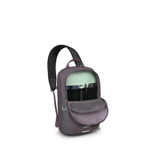 Alt view image 7 of 7 - Nebula Shoulder Sling Bag, Purple OS commuter backpack, everyday bag, campus pack, laptop carry, laptop sleeve, work school travel, bottle pockets, everyday carry