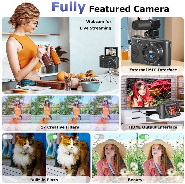 Alt view image 7 of 7 - 8K Digital Camera for Photography, Autofocus Vlogging Camera for YouTube