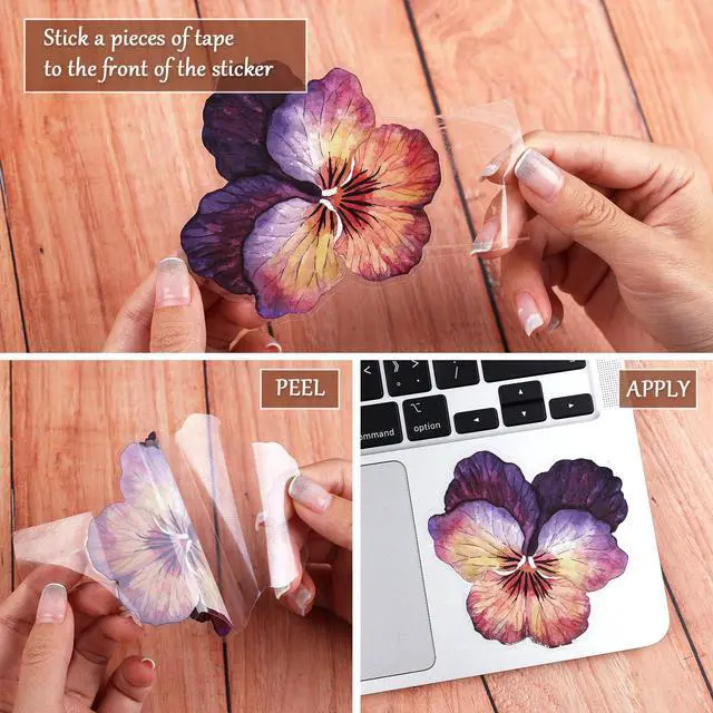 Alt view image 4 of 6 - 120pcs Large Waterproof Transparent Flower Stickers | Floral decals for scrapbooking, junk journaling, water bottle, card making, gift decor & DIY crafts