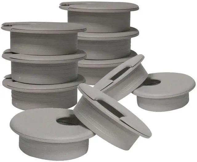 Alt view image 3 of 4 - 10PCS 2inch/50mm Plastic Desk Cable Cord Hole Cover Grommet, Office PC Desk Cable Cord Organizer Plastic Cover, Grey