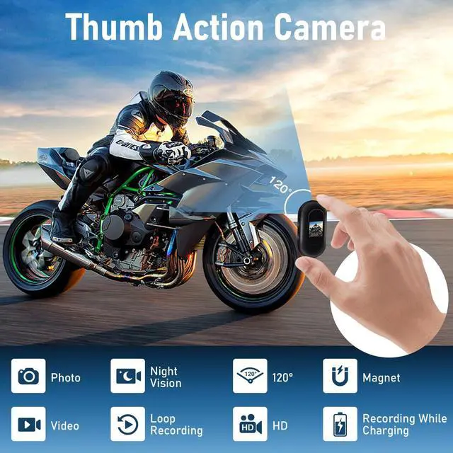 Alt view image 2 of 6 - Body Camera with Audio and Video Recording Mini Action Camera 1080P Thumb Size Vlogging Cam Portable Wearable Camcorder with 360 Rotate Clip, Magnetic Clip for Traveling,Cycling,Outdoor Sports