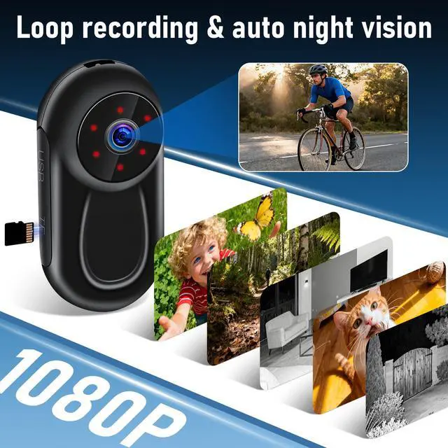 Alt view image 3 of 6 - Body Camera with Audio and Video Recording Mini Action Camera 1080P Thumb Size Vlogging Cam Portable Wearable Camcorder with 360 Rotate Clip, Magnetic Clip for Traveling,Cycling,Outdoor Sports