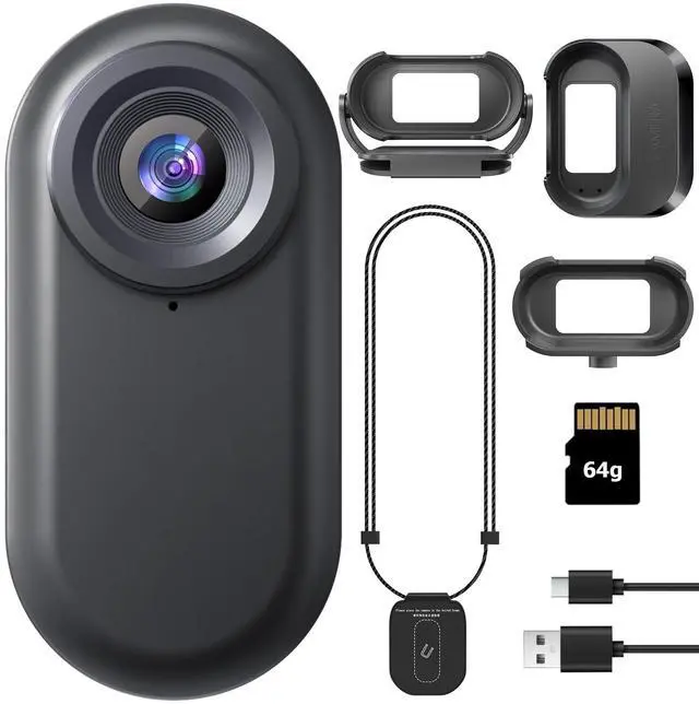 Main image of Mini Body Camera 1080P, 64GB Wearable Action Camera, Magnetic Camera for Shirt, Thumb Size Hands Free Recording Necklace Body Cam for Pets, Travel, Work, Water Sports, Outdoor Adventures(Black)