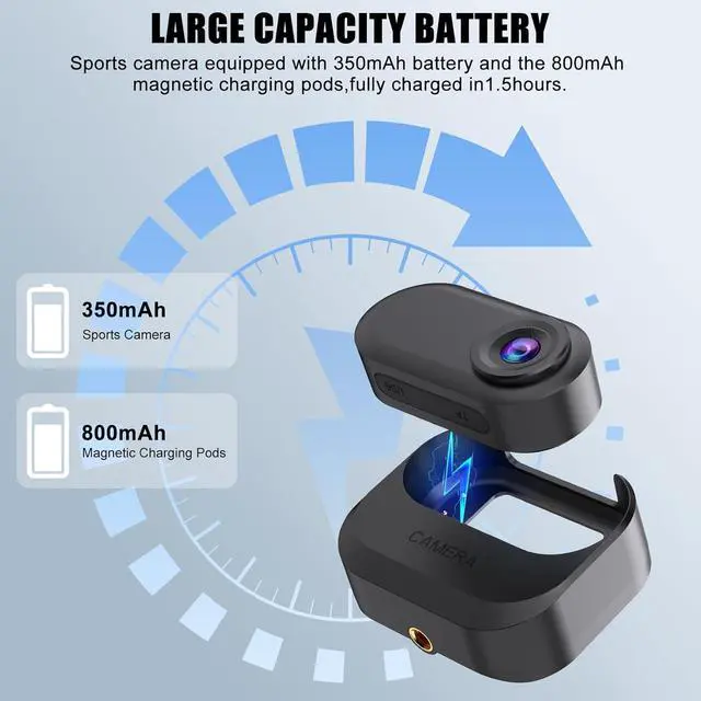 Alt view image 2 of 6 - Mini Body Camera 1080P, 64GB Wearable Action Camera, Magnetic Camera for Shirt, Thumb Size Hands Free Recording Necklace Body Cam for Pets, Travel, Work, Water Sports, Outdoor Adventures(Black)