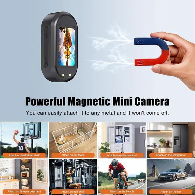 Alt view image 5 of 6 - Mini Body Camera 1080P, 64GB Wearable Action Camera, Magnetic Camera for Shirt, Thumb Size Hands Free Recording Necklace Body Cam for Pets, Travel, Work, Water Sports, Outdoor Adventures(Black)
