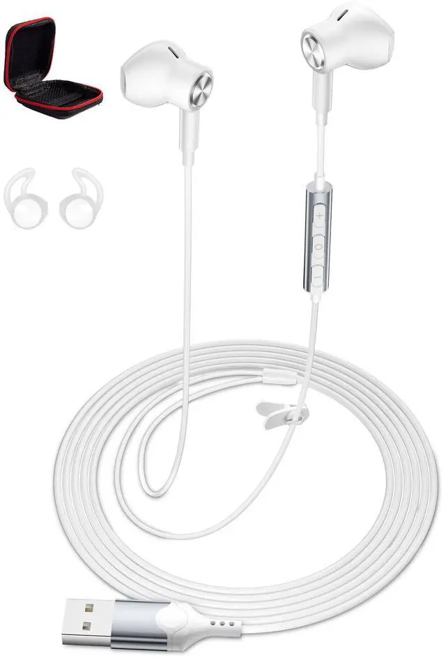 Main image of USB Earbuds with Microphone for PC Laptop 7.5ft Cord Headphones | Wired USB A Semi In Ear Buds Headset for School Students Home Office Gaming Corded Earphones for Discord Zoom Skype Laptop