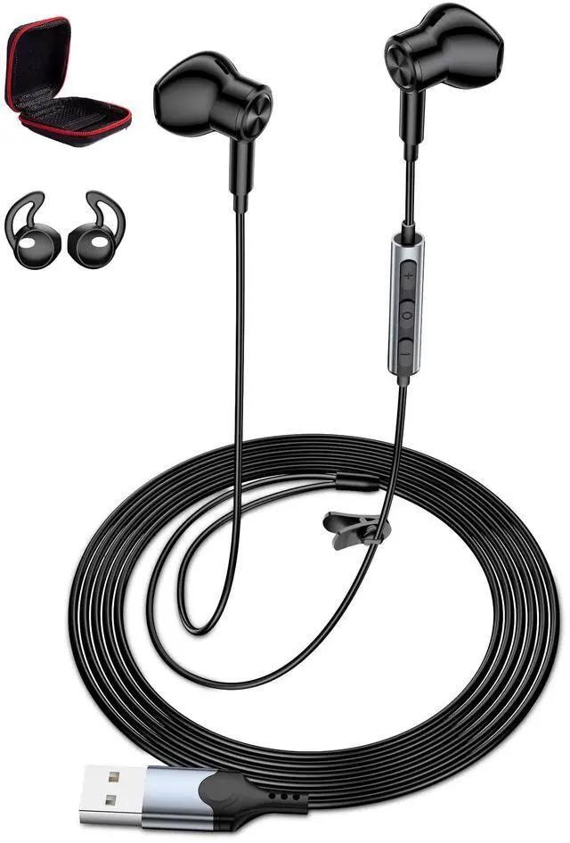 Main image of USB Earbuds with Microphone for PC Laptop 7.5ft Cord Headphones | Wired USB A Semi In Ear Buds Headset for School Students Home Office Gaming Corded Earphones for Discord Zoom Skype Laptop