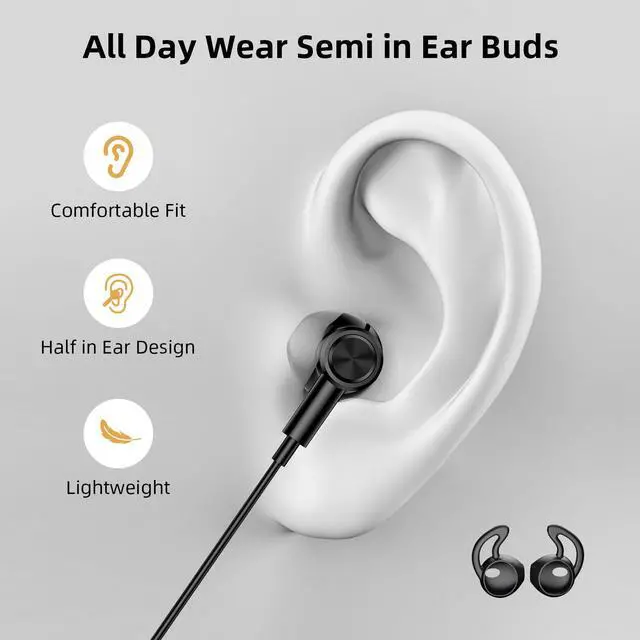 Alt view image 2 of 6 - USB Earbuds with Microphone for PC Laptop 7.5ft Cord Headphones | Wired USB A Semi In Ear Buds Headset for School Students Home Office Gaming Corded Earphones for Discord Zoom Skype Laptop
