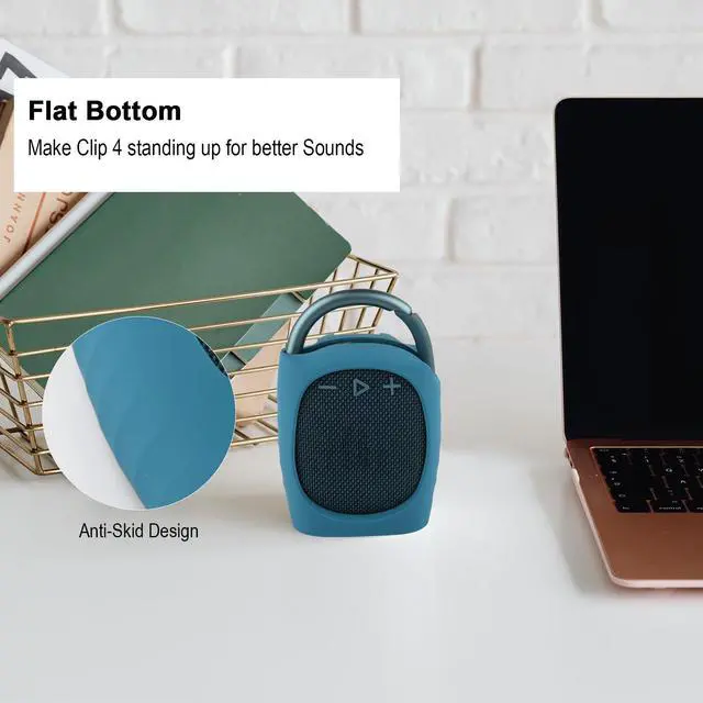 Alt view image 4 of 6 - Silicone Protective Carrying Case Compatible with JBL Clip 4 - Portable Mini Speaker Stand UP Cover Pouch for JBL Clip 4 (Blue)