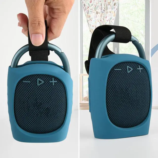 Alt view image 5 of 6 - Silicone Protective Carrying Case Compatible with JBL Clip 4 - Portable Mini Speaker Stand UP Cover Pouch for JBL Clip 4 (Blue)