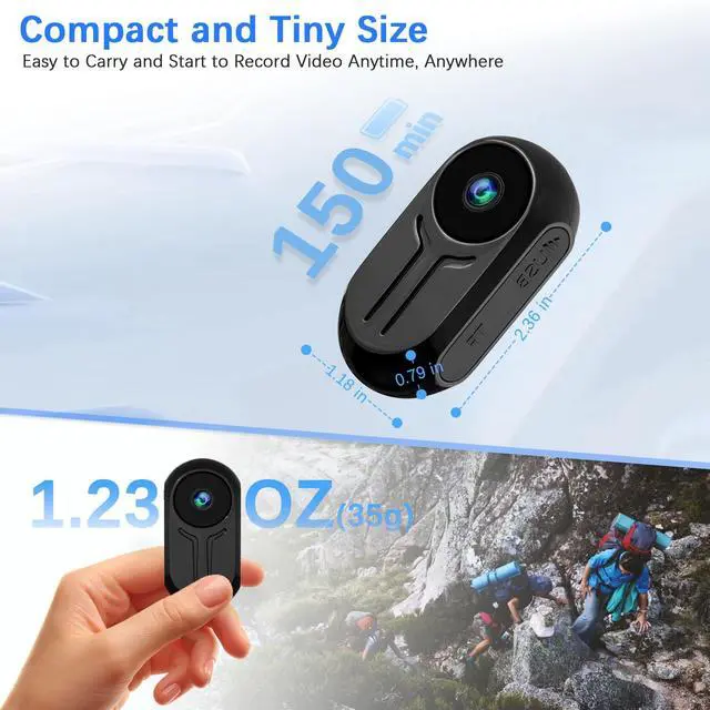 Alt view image 4 of 6 - FHD 1080P Mini Thumb Sports Action Camera | Wearable POV Body Cameras with Audio and Video Recording, Small Vlogging Camera for Content Creators, Runners