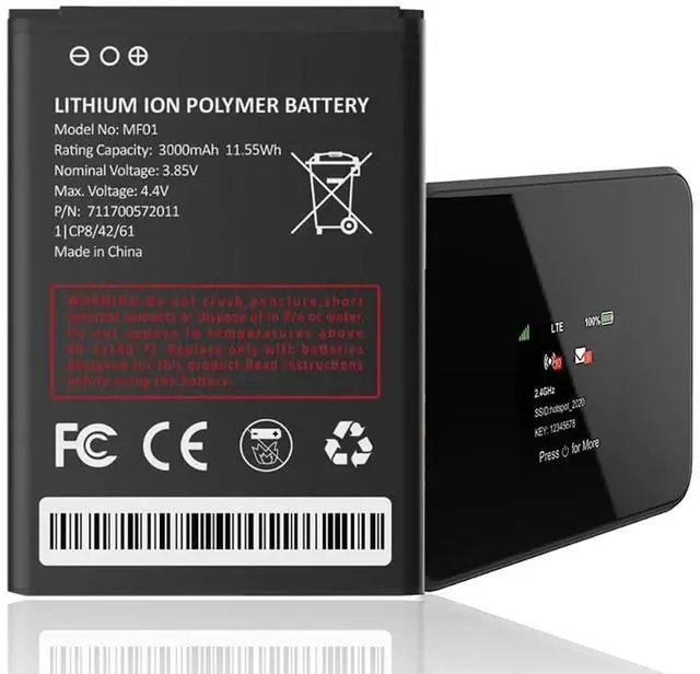 Main image of 3000mAh Battery for MF01, Replacement Battery for AT&T Turbo Hotspot 2 (CT2MHS01) NO 711700572011 Long Endurance High Capacity with Energy Saving Function