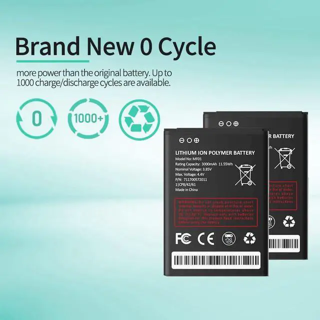 Alt view image 2 of 6 - 3000mAh Battery for MF01, Replacement Battery for AT&T Turbo Hotspot 2 (CT2MHS01) NO 711700572011 Long Endurance High Capacity with Energy Saving Function