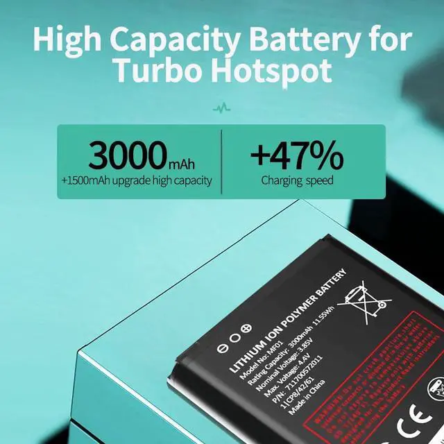 Alt view image 3 of 6 - 3000mAh Battery for MF01, Replacement Battery for AT&T Turbo Hotspot 2 (CT2MHS01) NO 711700572011 Long Endurance High Capacity with Energy Saving Function