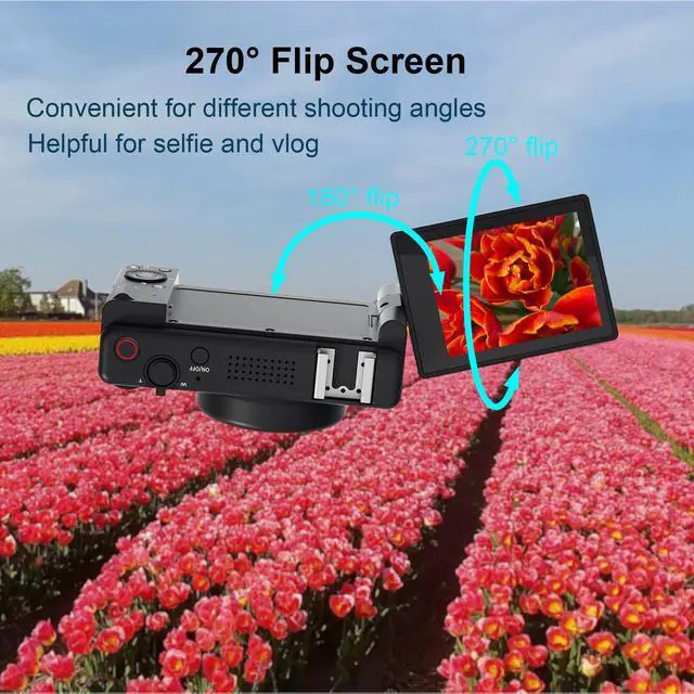 Alt view image 4 of 6 - 5K Digital Camera 2-axis Flip Screen 4K Digital Cameras for Photography | 4K Video, 80MP Photo, 18X Zoom, Anti-Shake, Autofocus, YouTube Vlog, Compact Travel Camera Perfect for Teens, Beginners