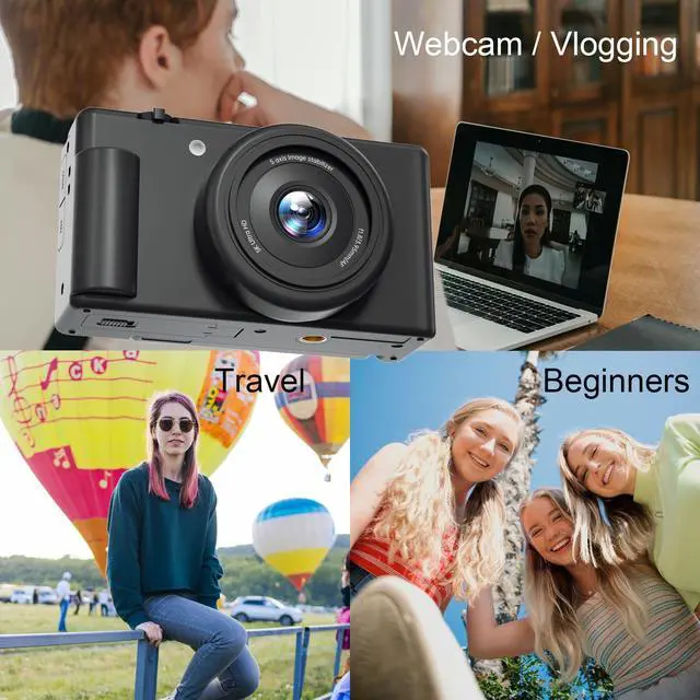 Alt view image 6 of 6 - 5K Digital Camera 2-axis Flip Screen 4K Digital Cameras for Photography | 4K Video, 80MP Photo, 18X Zoom, Anti-Shake, Autofocus, YouTube Vlog, Compact Travel Camera Perfect for Teens, Beginners