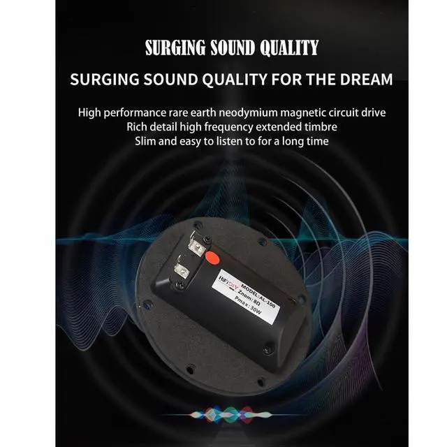 Alt view image 4 of 6 - 2PCS HiFi 4 inch Tweeter Speaker Unit 8 OHM 30W Treble Loudspeaker Super Belt Type high Loudspeaker AL-100