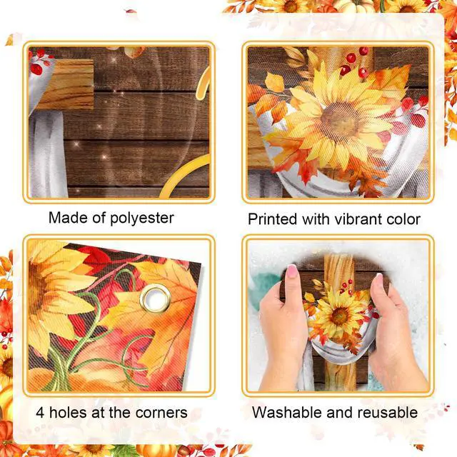 Alt view image 6 of 6 - Fall for Jesus He Never Leaves Banner Thanksgiving Day Backdrop | 8x6ft, Polyester Fabric, Religious Thanksgiving Decorations for Church, Christian Cross Decor, Photo Booth Props