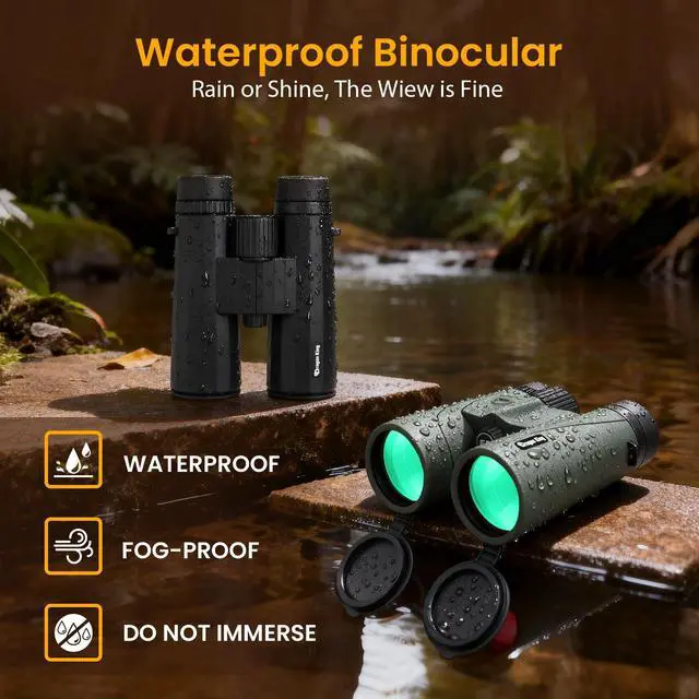 Alt view image 6 of 6 - 10x42 Binoculars for Adults, High Powered Compact Binoculars | Waterproof Binoculars for Hunting Bird Watching Hiking Travel Cruise Wildlife Observation with Carrying Bag