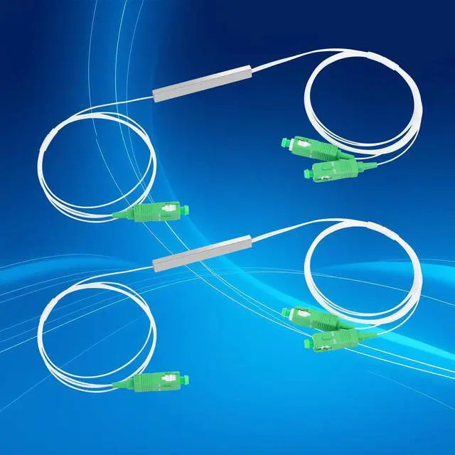 Main image of 1x2 SC/APC PLC Micro Fiber Splitter, 2-Pack | 1*2 SC/APC PLC micro splitter, 0.9mm Singlemode splitter, low insertion loss. For FTTH, LAN, and engineering projects
