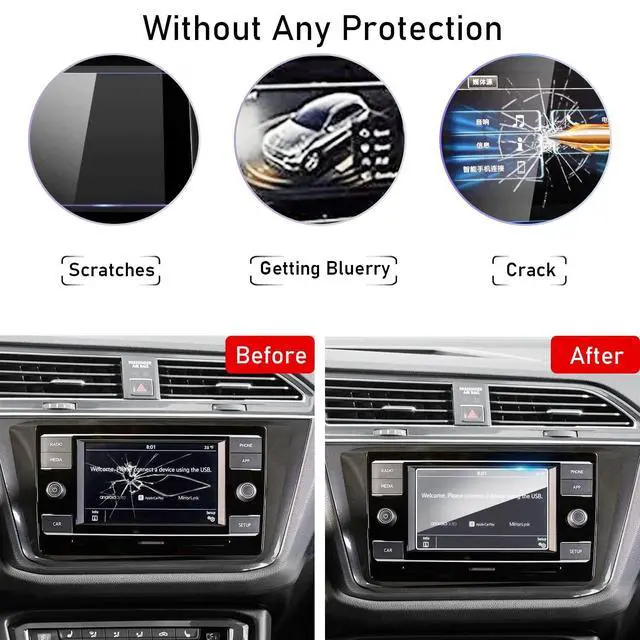 Alt view image 3 of 6 - Compatible with VW Atlas Screen Protector Tiguan Golf S 2018-2024 | for Taos S Screen Protector 2022-2024, 2 PCs 6.5-Inch Tempered Glass Protective Film (For VW S Models)