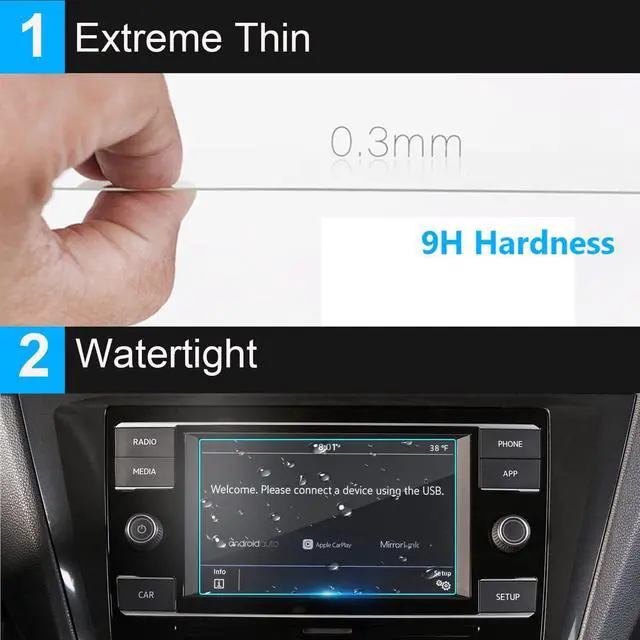 Alt view image 4 of 6 - Compatible with VW Atlas Screen Protector Tiguan Golf S 2018-2024 | for Taos S Screen Protector 2022-2024, 2 PCs 6.5-Inch Tempered Glass Protective Film (For VW S Models)