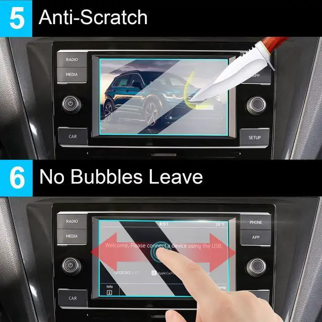 Alt view image 6 of 6 - Compatible with VW Atlas Screen Protector Tiguan Golf S 2018-2024 | for Taos S Screen Protector 2022-2024, 2 PCs 6.5-Inch Tempered Glass Protective Film (For VW S Models)