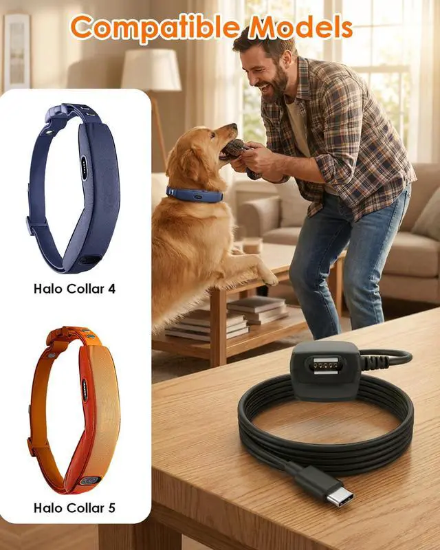 Alt view image 2 of 6 - Magnetic Tyce-C Charging Cable, Replacement Charger Cord Compatible with Halo Collar 4 5, Dog GPS Fence Collar