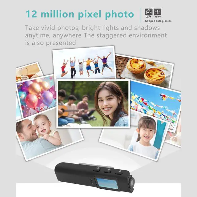 Alt view image 2 of 6 - 2.7K FPV Glasses Camera, First Person View 12MP Action Camera, 110 Wide Angle, 0.96 Inch Color Display, Intelligent Noise Reduction (Black)