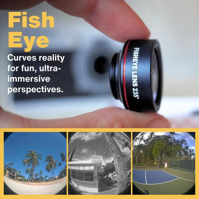 Alt view image 4 of 6 - Wide Angle & 235 Fisheye Screw-On Lens Set | For DSLR & Mirrorless, 0.4x Ultra-Wide, HD Optical Glass, Phone & Camera Lenses