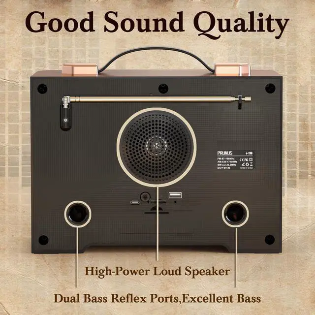 Alt view image 3 of 6 - J-196 AM FM Radio with Best Reception, Bluetooth Speaker, Flame LED | TF/USB Playback, Portable, USB-C Charging, Loud Sound, Battery Operated Radios, Transistor Radios, Portable Radio AM FM
