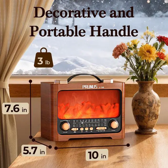 Alt view image 4 of 6 - J-196 AM FM Radio with Best Reception, Bluetooth Speaker, Flame LED | TF/USB Playback, Portable, USB-C Charging, Loud Sound, Battery Operated Radios, Transistor Radios, Portable Radio AM FM