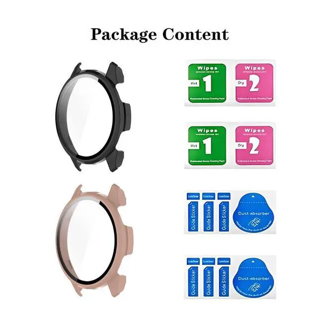 Alt view image 5 of 5 - 2 Pack Screen Protector protective Case for Garmin Approach S50 Watch Shell | Hard PC Shell,Built-in Tempered Glass Film, Full Coverage,black+pink
