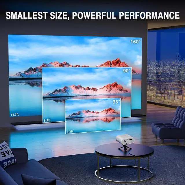 Alt view image 3 of 6 - Mini Projector, Full HD 1080P Video Projector, Portable Outdoor Projector with Tripod, Kids Gift, Home Theater Movie Phone Projector Compatible with Android/iOS/Windows