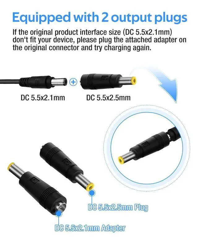 Alt view image 3 of 6 - 54.6V 3A / 5A Super Fast Charger for 48V Battery,7 Types of Plugs to Choose from, No Need Adapter,More Secure.Compatible with Most Plugs. with Cooling System (DC2.1/2.5mm-3A)