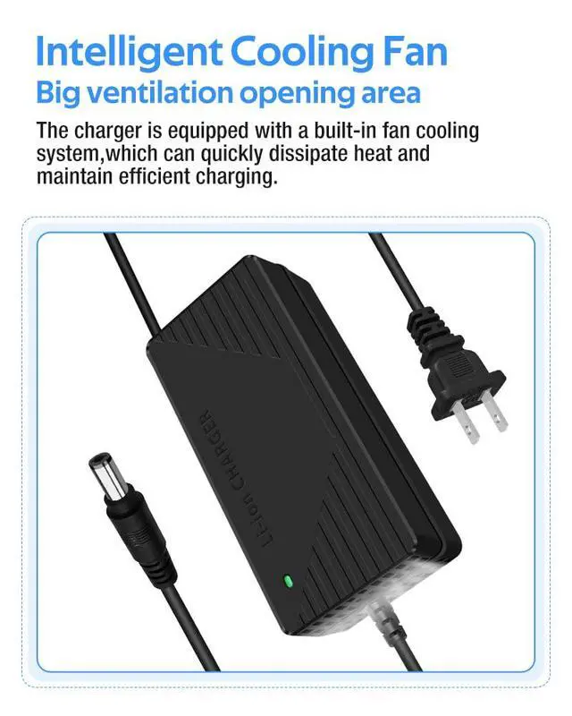 Alt view image 4 of 6 - 54.6V 3A / 5A Super Fast Charger for 48V Battery,7 Types of Plugs to Choose from, No Need Adapter,More Secure.Compatible with Most Plugs. with Cooling System (DC2.1/2.5mm-3A)