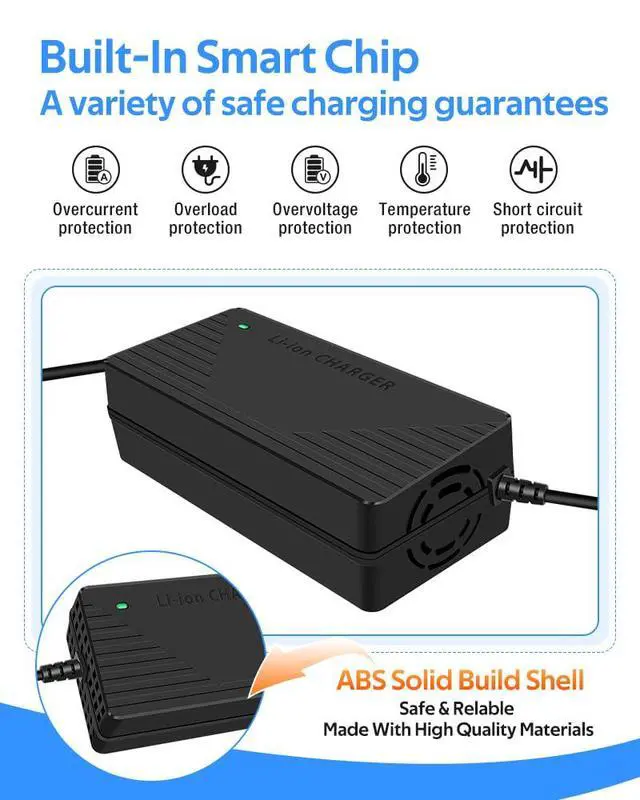 Alt view image 6 of 6 - 54.6V 3A / 5A Super Fast Charger for 48V Battery,7 Types of Plugs to Choose from, No Need Adapter,More Secure.Compatible with Most Plugs. with Cooling System (DC2.1/2.5mm-3A)